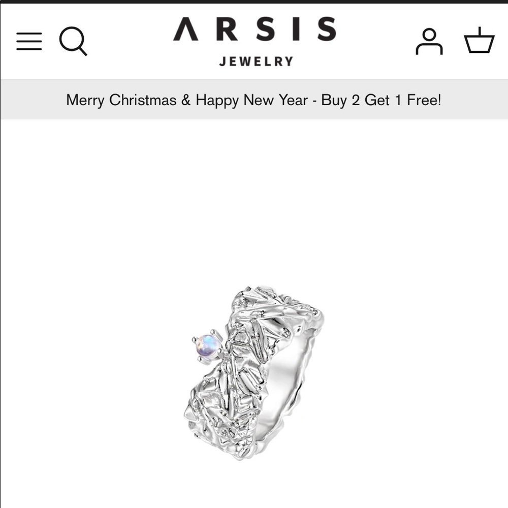Arsis Silver Meteorite Wide Ring